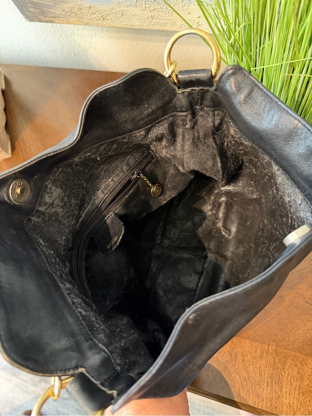 Authentic Gucci Classic Black Leather Hobo Bag with Bamboo Handle - Picture 8 of 8